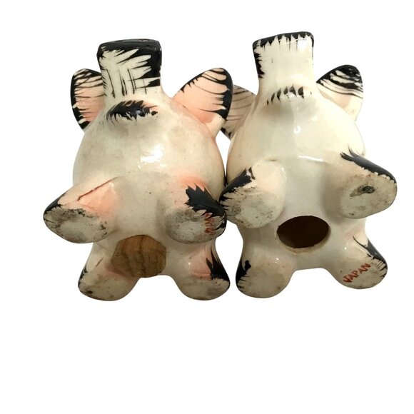 Vintage Japanese Pig Salt & Pepper Shaker Set – Pink & Black Ceramic, 1950s - Picture 8 of 10